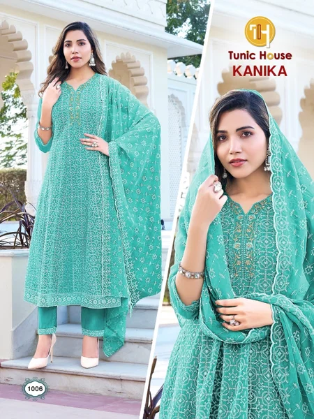 Kanika By Tunic House Georgette Surat Kurti With Bottom Dupatta Wholesale Market
